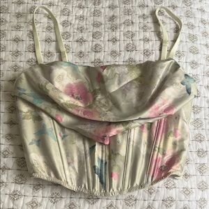 NWT Victoria's Secret Floral Satin Corset Top in Cream, Pink, Blue